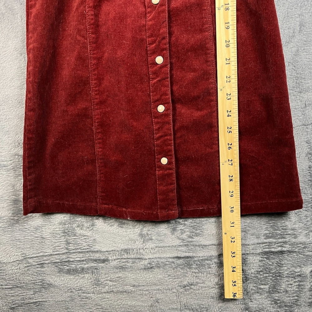 Forever 21 Shirt Dress Womens Small Burgundy Corduroy Long Sleeve Snap Front - Picture 9 of 16